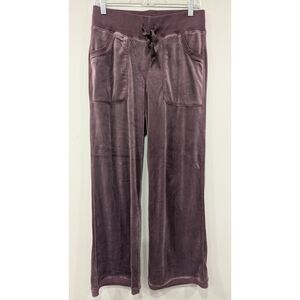 Sundance Catalog Purple Velour Velvet Drawstring Pocket Pants Size Small